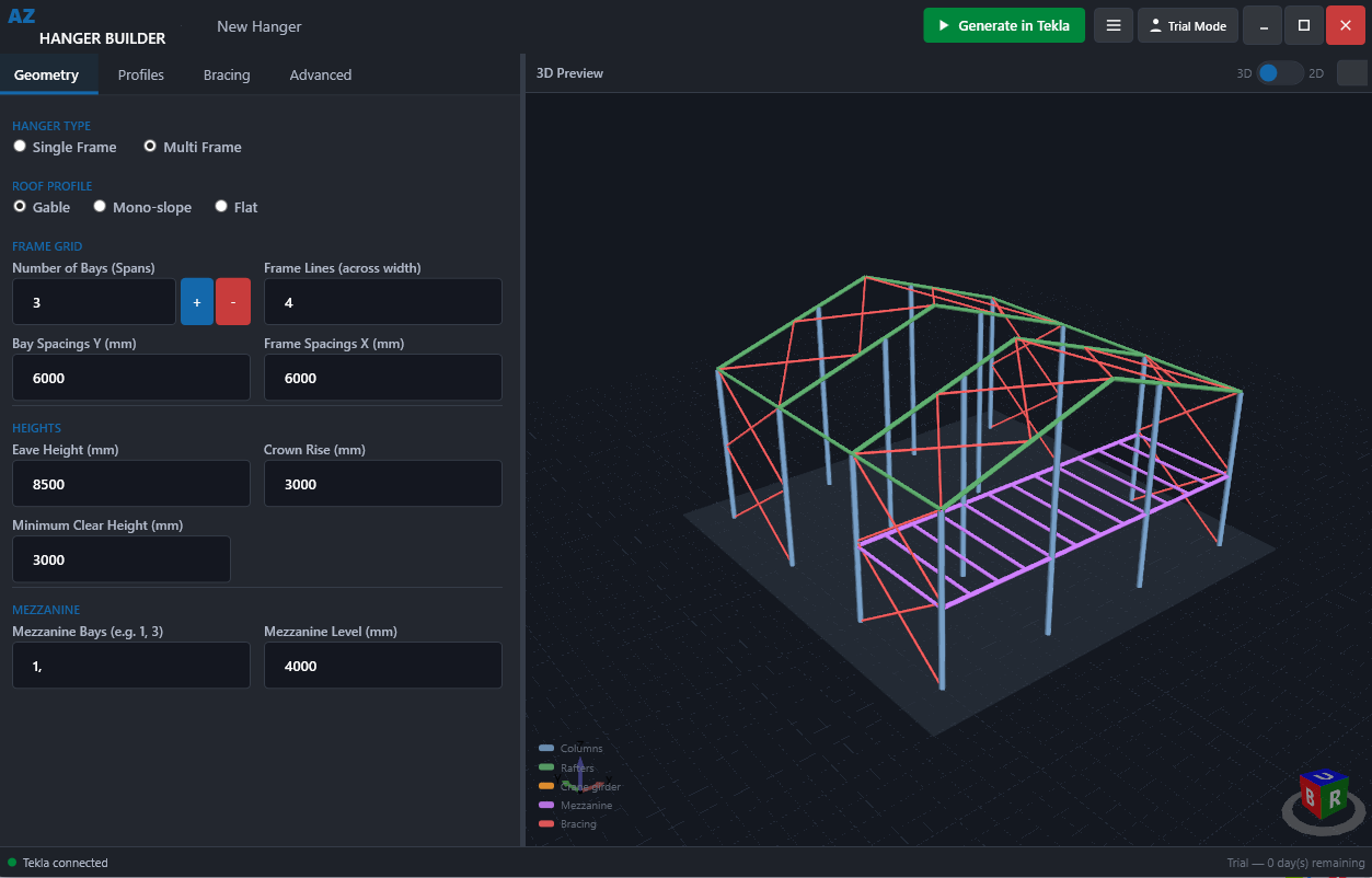 AZ Hanger Builder - Tekla Structures Macro | ZadaX Marketplace