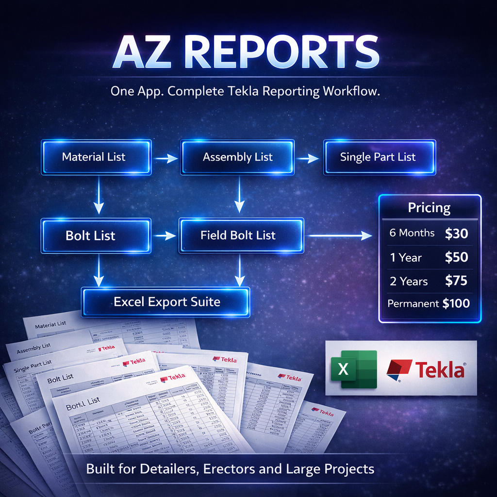 AZ Reports - Tekla Structures Tool | ZadaX Marketplace