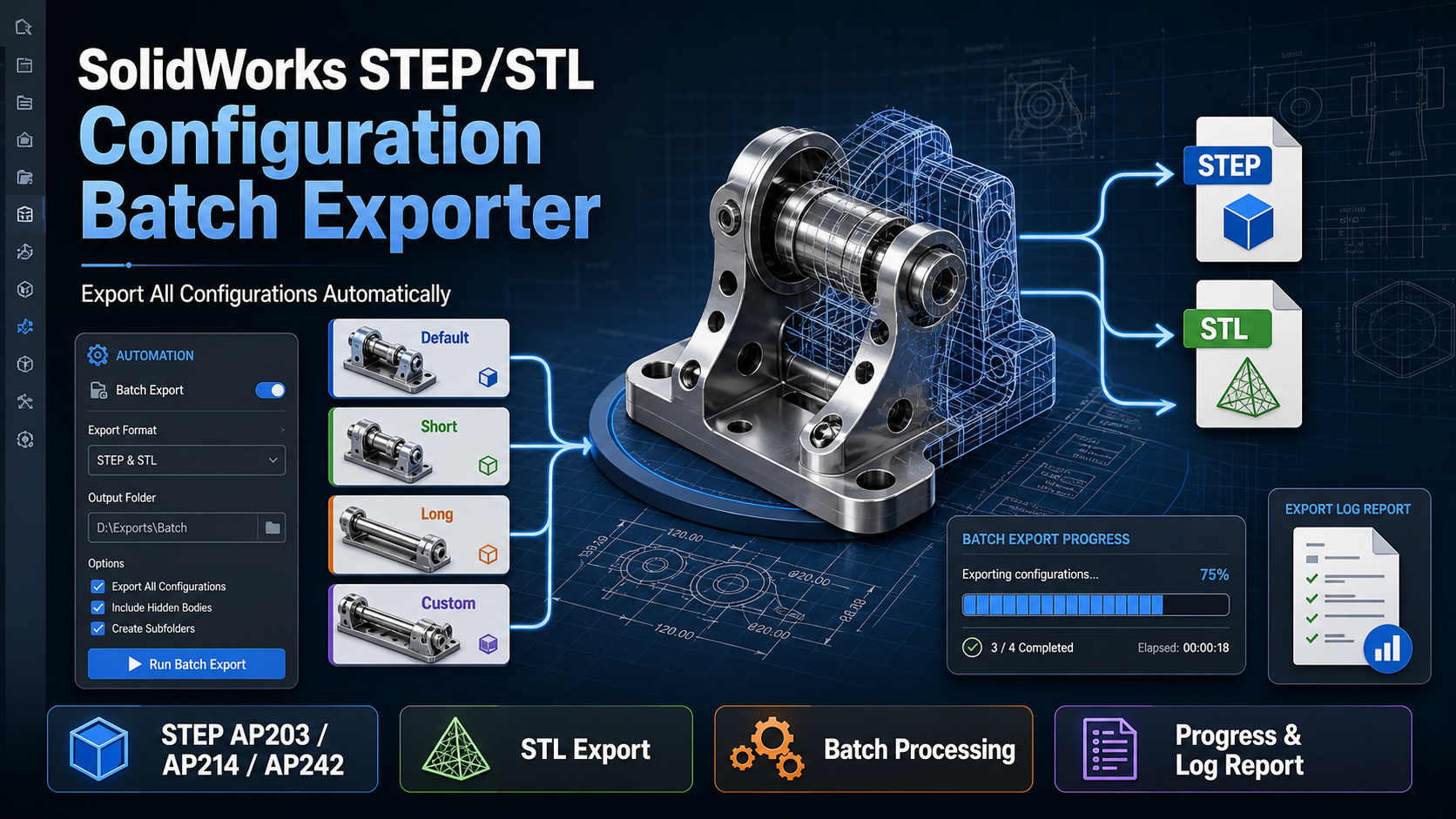 SolidWorks STEP/STL Configuration Batch Export Macro - Solidworks  Macro | ZadaX Marketplace